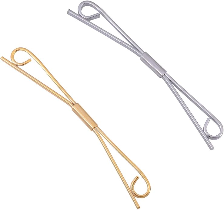 2PCS Bowtie Collar Clips Necktie Tie Clips Collar Bar Shirt Stay Tie Pins Cravat Clip for Men