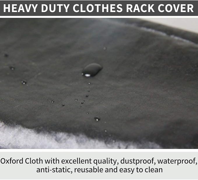 Garment Rack Cover 59" Clothes Rack Cover for Storage, Heavy Duty Dustproof Waterproof Clothes Closet Cover with 2 Full Strong Zipper, Wardrobe Rack Cover for Dance Costume, Dress, Suit（Only Cover）