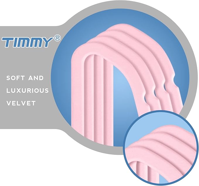 TIMMY Velvet Hangers - 50-Pack Ultra Thin Space Saving Suit and Coat Hanger, Heavy Duty Clothes Holder Up-to 10 Lbs - Pink