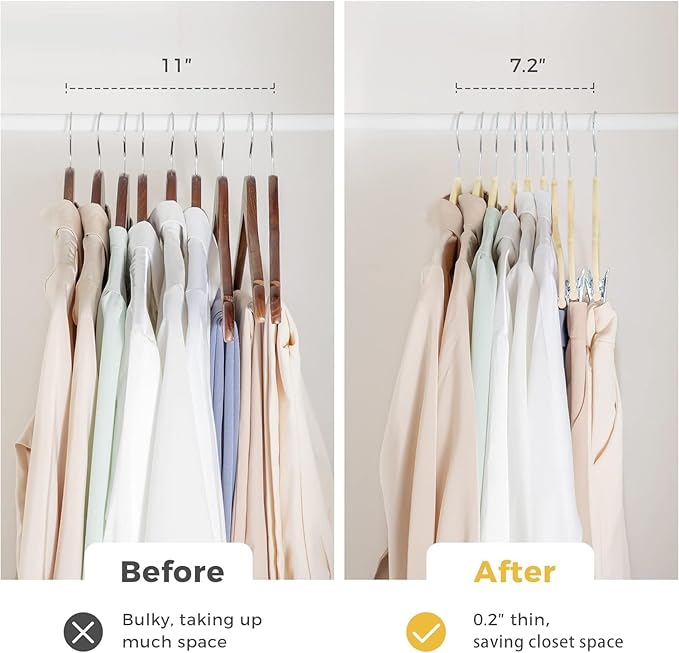 VECELO 20 Pack Velvet Clothes Hangers with Adjustable Clips,Heavy-Duty Non Slip & Space-Saving with 1 Magic Hangers & 2 Tie Rack for Suit Coat Pants Skirt Dresses