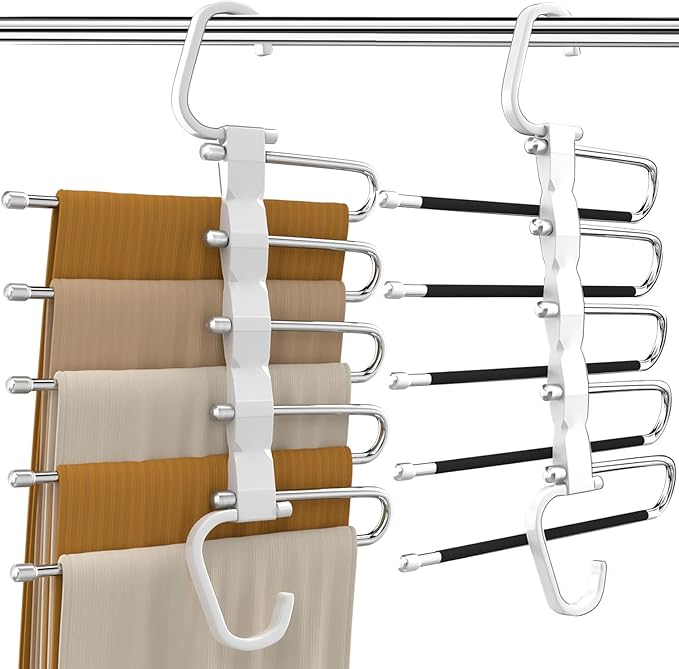 Pant Hangers Space Saving Jean Hangers -No Wrinkle Clothes Hanger - Closet Organizer and Storage, College Dorm Room Essentials Apartment Must Have - 1 Pack