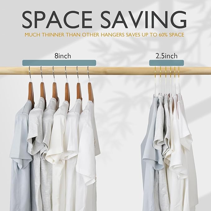 ManGotree Velvet Coat Hangers with 360° Swivel Gold Hook, Non-Slip Felt Suit Hangers, Slim Space Saving Clothes Hanger for Jacket, Sweater, Shirt, Dress, Pants (22 Pack, White)