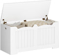 39.4" Storage Chest, Storage Bench Trunk with 2 Hinges, Wooden Box, Lift-Top Chest Organizer, Shoe Bench for Entryway, Bedroom, Living Room, White 01003XSB