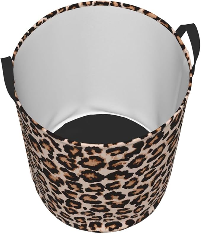 Cheetah Print Round Laundry Hamper Leopard Animal Skin Storage Basket Toys Clothes Organizer Bin For Home Bathroom Bedroom Dorm Nursery, 62l