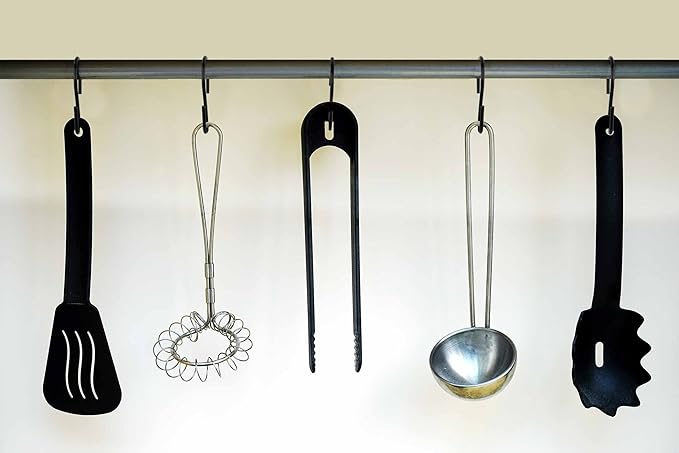 S Hooks for Hanging Plants, Clothes, 20 Pack Black S Shaped Hooks Made of Metal Iron, Heavy Duty S-Hooks