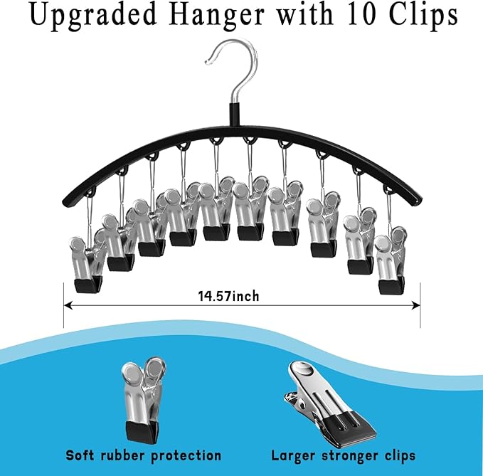 2 Pack Vest Hanger and 2 Pack Leggings Organizer Save Space, Sports Bra Metal Yoga Pants Hanger, Hanging Closet Organizer with 20 Clips and Storage for Hats Vests Shorts
