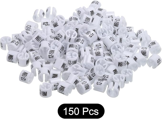 MECCANIXITY Clothes Hanger Marker (12-18M, White) Colored Hanger Sizer Garment Markers Tag, Pack of 150