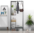 CHANCEE Coat Rack with Mirror – Freestanding Garment Rack with Shelf, Aluminum Hanger Stand with Shoe Storage, Multifunctional Clothes Rack for Bedroom, Entryway & Living Room, Rustic Brown/Black