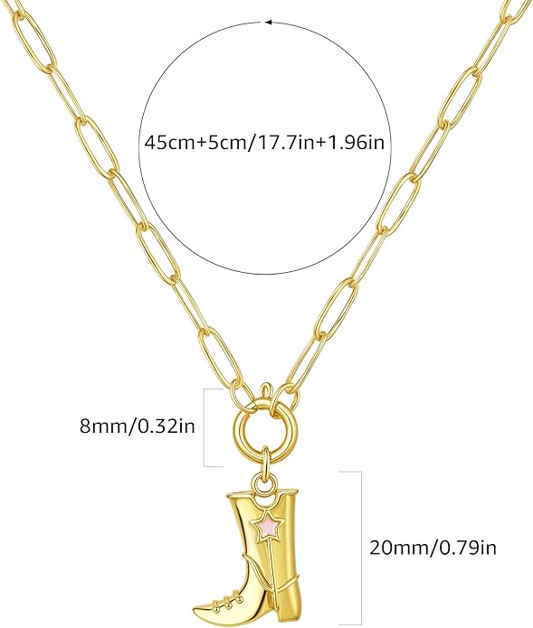 Chunky Gold Necklace for Women Gold Evil Eye Cowboy Pendant Necklace Dainty Paperclip Chain Vintage Luck Amulet Choker Necklaces Celestial Jewelry Gift