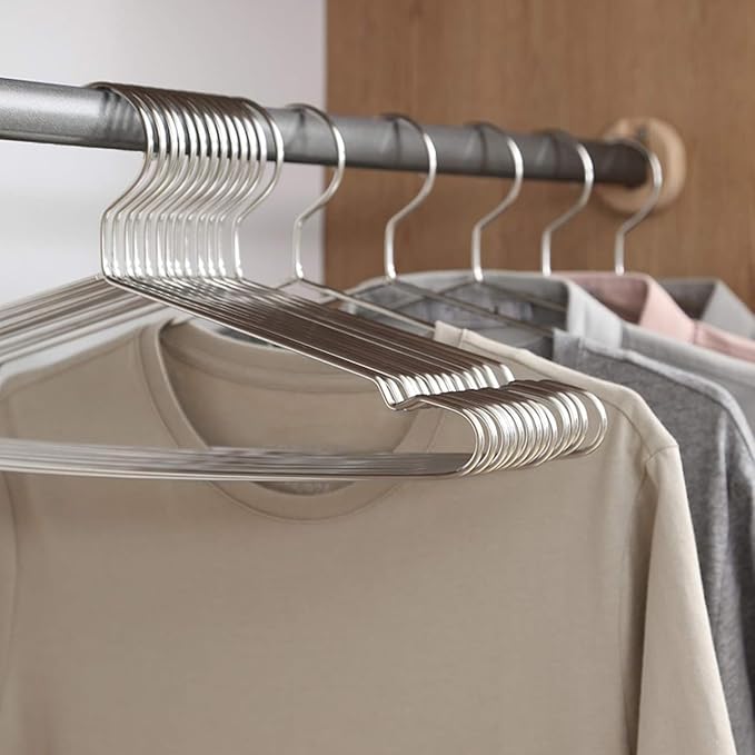 Tosnail 50 Pack Stainless Steel Strong Wire Metal Hangers Heavy Duty Clothes Hangers - 16.5"/42cm