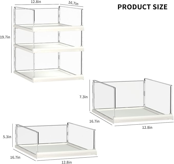 3 Pack Stackable Closet Organizers and Storage Shelves - Transparent Sweater Organizer for Closet, Bathroom, Kitchen, Cupboard, Laundry Room, and Office