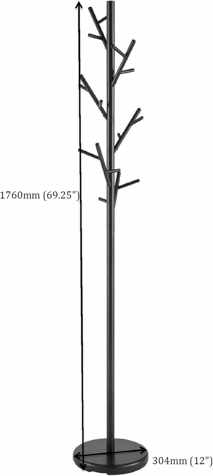 Coaster Home Furnishings - Clover - Metal - 18-Hook Freestanding Vertical Stand with Twig-Look Silhouette, Angle Pegs & Heavy Duty Base - Entryway - 69-Inch - Black - 900897