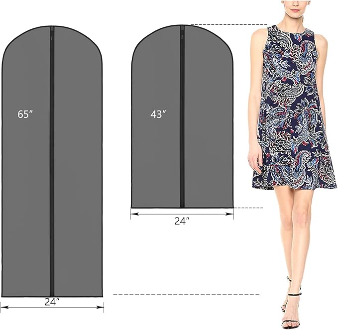 Zilink Clear Garment Bag Dress Bags for Storage Suit Bag Coat Bags with Full Length Zipper for Clothes Closet Storage