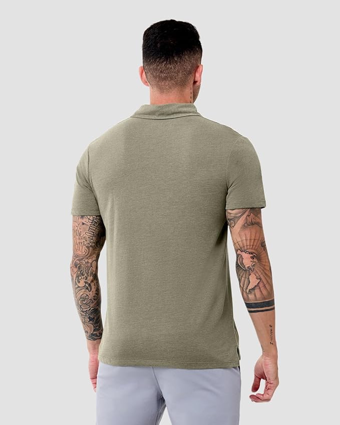 INTO THE AM Polo Shirts for Men - Slim Fit Short Sleeve Collared Shirt S - 4XL Fitted Collar Polos for Work