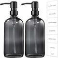 GMISUN Black Soap Dispenser, 2 Pack Hand Soap Dispensers for Bathroom, 17 Fl Oz Dish Soap Dispenser for Kitchen with Stainless Steel Pump, Modern Liquid Soap Bottle Set