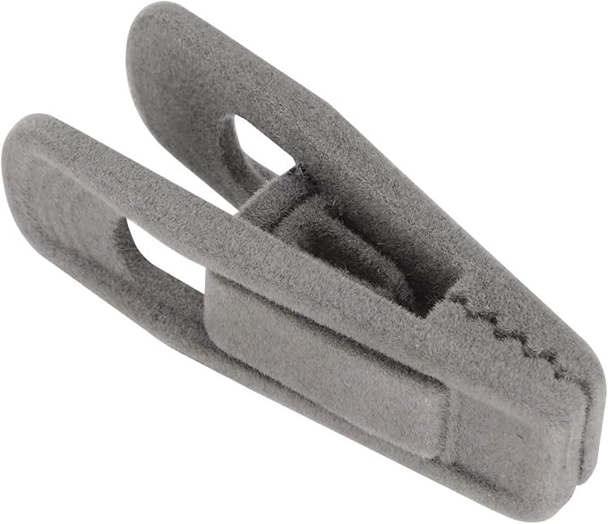 Velvet Hangers Clips 20 Pack, Grey Pants Hangers Velvet Clips, Strong Finger Clips Perfect for Thin Velvet Hangers (Grey)