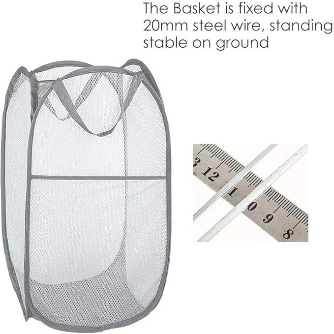 WD&CD 2PCS Laundry Baskets Foldable Pop Up Mesh Washing Laundry Basket Bag Bin Hamper Toy Tidy Storage Organiser Organizer(Gray)