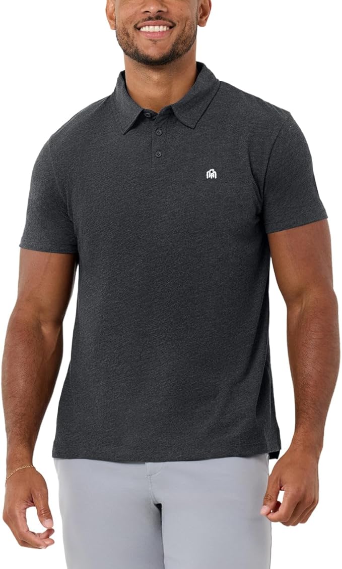 INTO THE AM Polo Shirts for Men - Slim Fit Short Sleeve Collared Shirt S - 4XL Fitted Collar Polos for Work