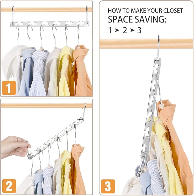 Metal Magic Hangers Space Saving Clothes Hangers Closet Space Saver Clothing Hanger Oragnizer for Wardrobe Space,Wrinkle-Free Clothes（Pack of 20）