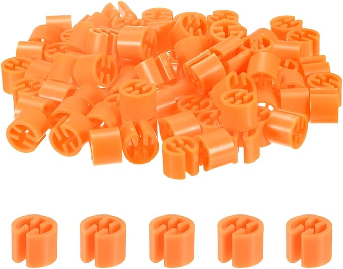 100-Pack Clothes Hanger Markers Blank, Plastic Garment Color Coded Size Clips Fit 3.5mm Rod for Clothing/Wire Hangers, Colored Coding Marker [Orange]