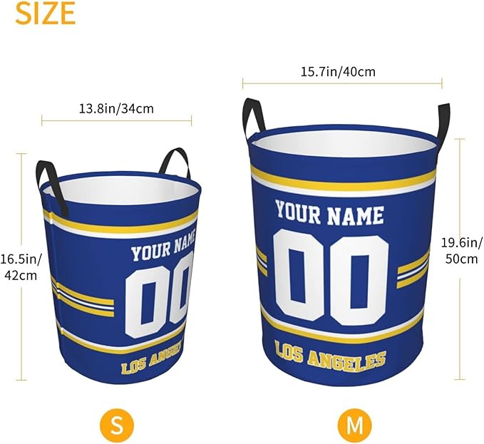 Los Angeles Laundry Hamper Personalized Laundry Basket Customized Name And Number Collapsible Storage Basket for Bedroom Bathroom Living Room Gifts
