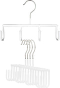 Mawa by Reston Lloyd Non-Slip Space-Saving Clothes Hanger For Belts with 4 Hooks, Style GH, Set of 5, White