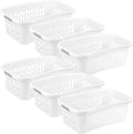 Sterilite 6 Pack HipHold Laundry Basket, Plastic Rectangle Clothes Hamper with Comfort Grip Handles & Reinforced Rim, 1.5 Bushel Capacity, White