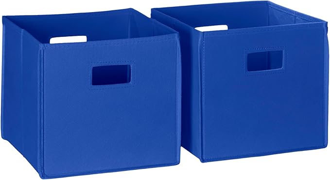 RiverRidge Folding Storage Bins with Handles Blue Cube Storage Organizer for Closet, Bedroom & Playroom - Closet Organizers and Storage Set of 2