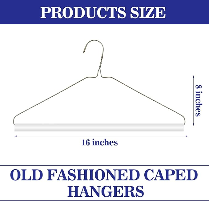 50 Pcs Dry Cleaner Hangers with Tubes - 16" Wire Hangers Bulk for Pants Caped Suit & Strut Home or Dry Cleaners (Gold)