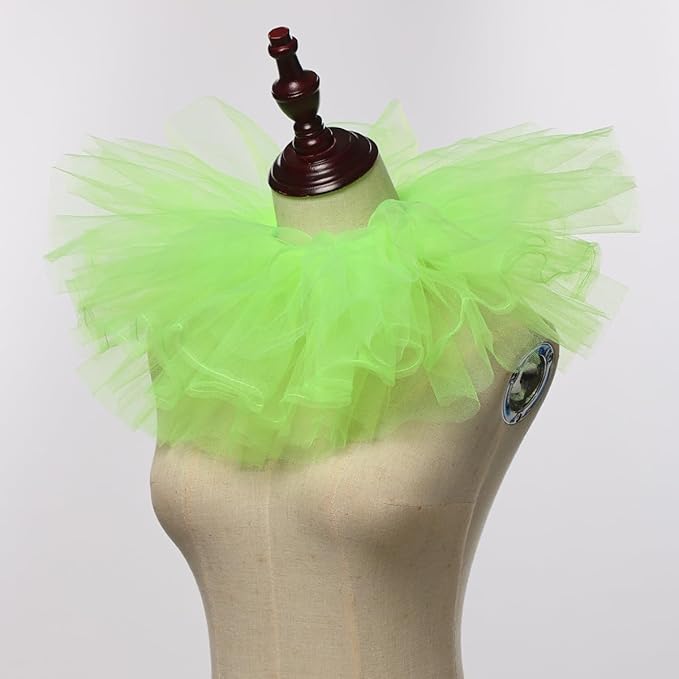 BLESSUME Victorian Retro Mesh Neck Ruff Ruffle Collar Layered Clown Neck Collar