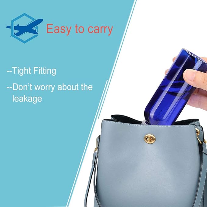 Fine Mist Spray Bottle 3.4oz/100ml Clear Travel Bottles Leak Proof for Makeup Cosmetic Containers (BLUE)