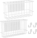 NiHome Magnetic Metal Basket Organizers, Dryer Ball Holder, 2PCS Medium & Small, Versatile Storage for Kitchen & Office Holds Up to 14 lbs, Easy Attach to Refrigerator or Any Magnetic Surface (White)