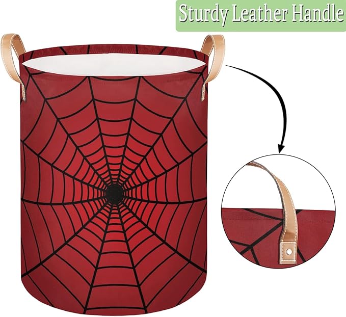 Dirty Clothes Hamper for Boys Laundry Basket Spider Web Collapsible Large Round Storage Bin Organizer for Living Room Bedroom Playroom