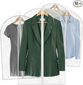 36” All Clear Garment Bags for Women Suit Bags - PEVA Waterproof Suit Cover with Zipper for,Hanging Clothes, Coats - Durable Dresser for Closet Storage, Dustproof & Moisture Resistant - 36”/12 Pack