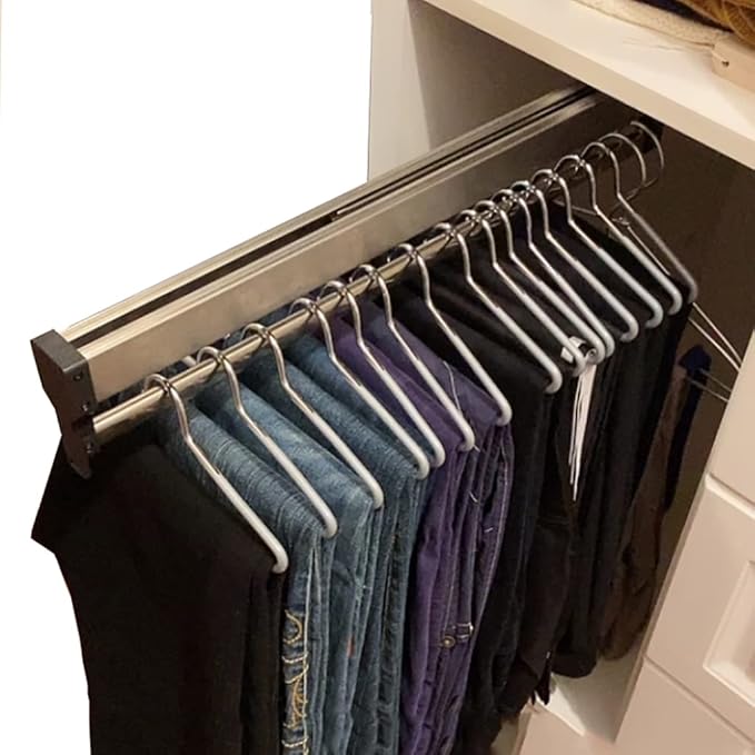 Closet Clothes Hanger Rail,Pull-Out Closet Rod 30-60cm,Wardrobe Clothing Rail,Closet Organizer Rack for Pants and Coat (700mm/27.56inch)