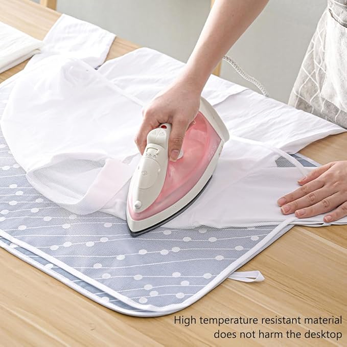 OLizee® Hanging Over Door Ironing Mat with 5 Hooks Clothes Ironing Mat Ironing Press Pad Garment Steamer Ironing Glove Ironing Scorch Mesh for Home and Travel Use
