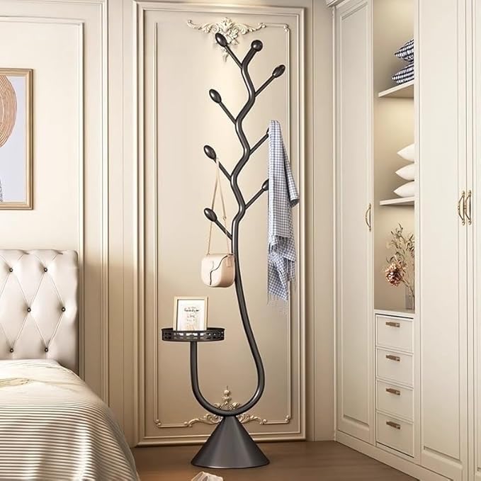 Coat Rack with Metal Base,Tree-Shaped Coat Rack for Bedroom, Entryway, Hallway(Black)