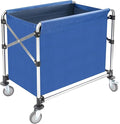 Commercial Laundry Cart with Wheels, 440lbs Rolling Laundry Basket, Heavy Duty Folding Laundry Cart with Oxford Cloth Hamper, 34.25 * 20.47 * 30.7in for Home, Dorm, Hotel, and Commercial Use (Blue)