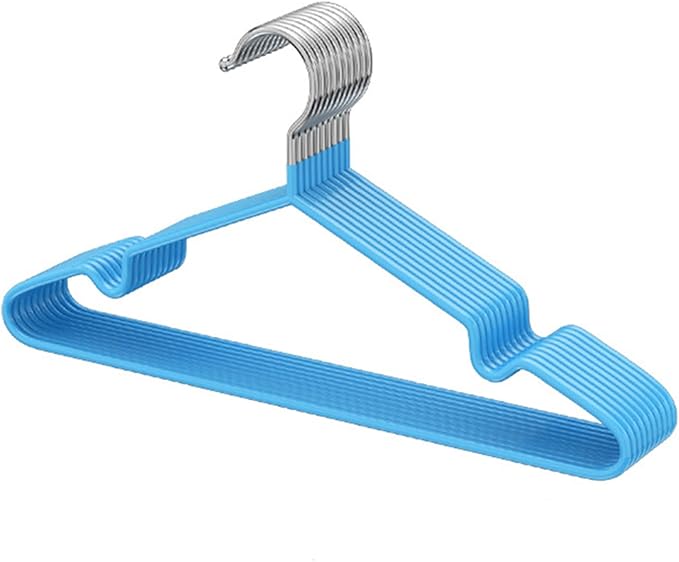VALINK Coat Hangers Clothes 10 Pack Wire Hangers Heavy Duty Stainless Steel Hangers, Non Slip, Wet or Dry Dual Use Clothes Hanger Biscay Blue