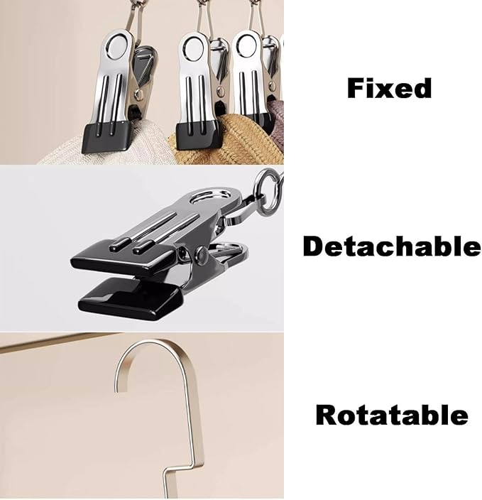 Closet Organizer with 12 Clips, 360° Rotating Pants Hangers for Jeans Leggings Skirts, Space Saving Hanging Storage for Scarves Hats Ties Socks, Multi-Purpose Rack for Bedroom Closet Wardrobe (B)