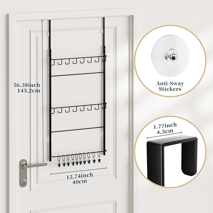 Consumest Over Door Hat Organizer - 3 Tier Wall Mounted Hat Rack with 16 Hooks and 10 Movable Clips, Hanging Baseball Cap Storage Holds up to 26 Caps for Door, Bedroom, Closet USPTO Patent Pending