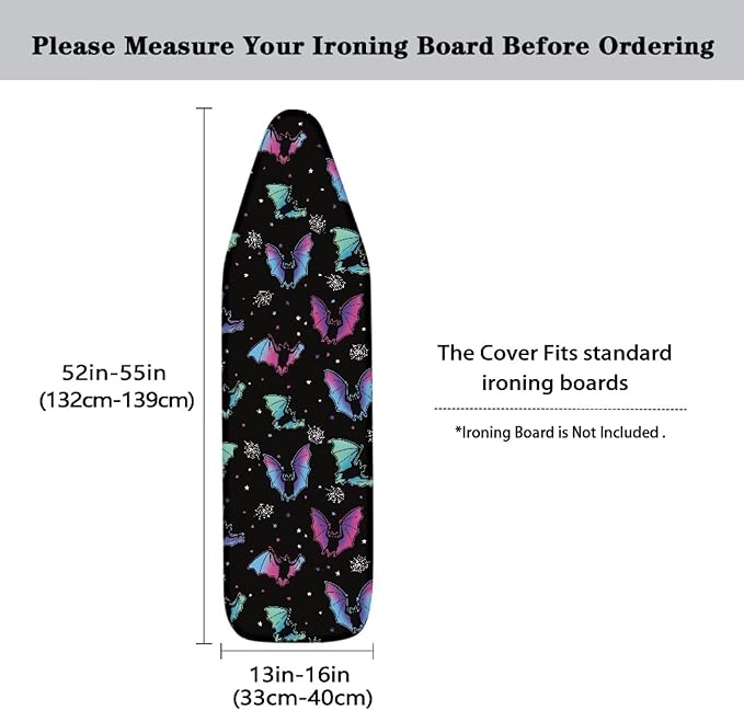 SEANATIVE Gothic Bat Ironing Board Covers and Padding Durable Heat Reflective Iron Board Cover Large Fits All Standard Sizes