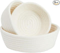 Juvale Small Round Cotton Rope Storage Baskets - Nesting Storage Bin Pack - Cotton Woven Basket for Home Organizing - White, Pack of 3, 6.5 x 2.9 in/7.5 x 3 in/8.2 x 3.2 in