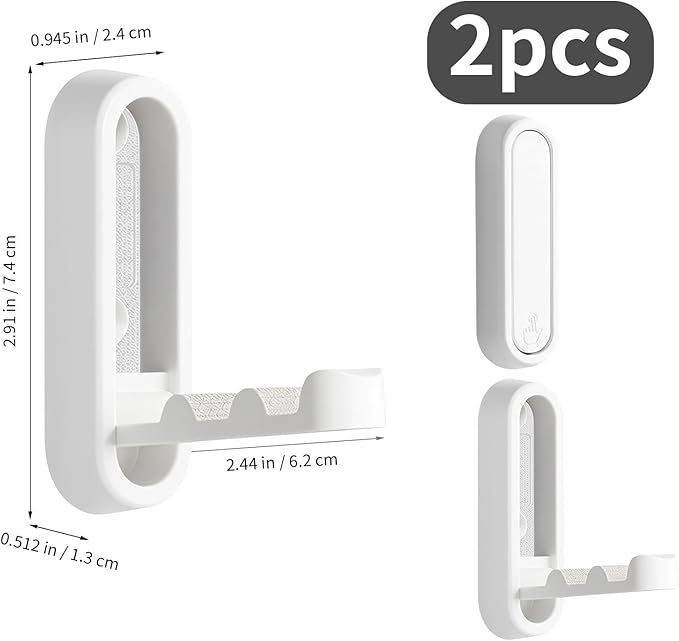 2Pcs Foldable Wall Hooks, Zinc Alloy Folding Hook White, Heavy Duty Folding Coat Hooks Wall Mounted for Hanging Coat Towels Bags Keys (White, 2 Pack)