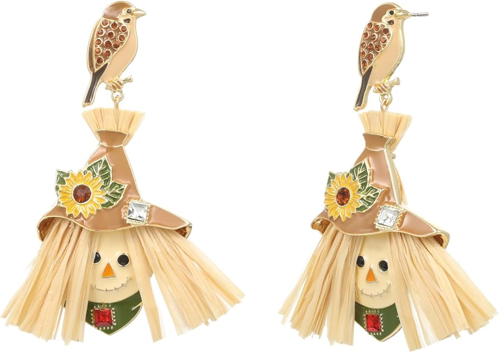 Madison Tyler Fall Earrings for Women | Cute Statement Autumn Earrings Dangling | Maple Leaf Scarecrow Shoes Shoes Rabbit Mushroom Earrings for Women