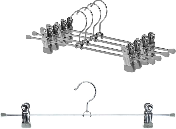 Mawa by Reston Lloyd Non Slip-Space Saving Clothing Hanger for Pant/Skirt with Two Non-Slip Clips, Style K/40D, 15.75", Set of 250, Silver