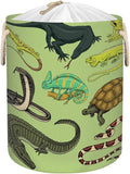 Laundry Hamper - Reptiles Snakes Lizards 58L Collapsible Waterproof Large Tall Nursery Storage Baskets Bin for Kids Toys, Clothes, Bathroom, Boys Bedroom Comic Hero Decor, Gift Basket