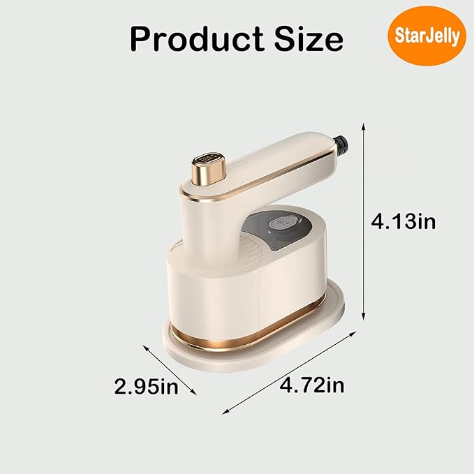 Portable Travel Steam Iron, 180° Foldable Handle, 3 Minutes Fast Heating, Anti-Hot Stand, Suitable for Most Fabrics (Silk/Wool/Polyester) and More. (01 White)