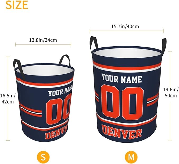 Custom Denver Laundry Hamper Personalized Laundry Basket Customized Name And Number Collapsible Storage Basket for Bedroom Bathroom Living Room Gifts
