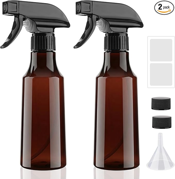 Spray Bottles 12oz/350ml Empty Spray Bottle for Hair Plastic Mist/Stream Spraying Heavy Duty Spray Bottles for Cleaning Solutions, Plants 2 Pack (Brown2pcs)